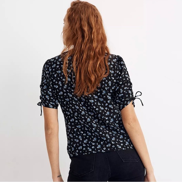 Madewell Silk Cinch-Sleeve Top in Baby's Breath | Size Medium - Picture 2 of 10